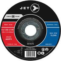 Power Xtreme Cut-Off Wheels for Angle Grinders - Steel/Stainless Steel, 5" x 1/32", 7/8" Arbor, Type 27, 12200 RPM Nuna Depot Inc.