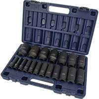 SAE Socket Set, 19 Pcs, Impact, 1/2" Drive Size, Deep Nuna Depot Inc.