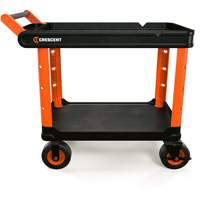 RAILWORKS 2-Shelf Industrial Utility Cart with 8" Casters, 47" L x 24-1/2" W x 37-4/5" H, Black/Orange Nuna Depot Inc.