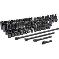 Jeu de douilles maîtresses SAE/m&eacute;triques &agrave; 6 pans, 80 Mcx, Chocs, Prise de 3/8", Profond Nuna Depot Inc.