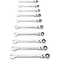 Jeu de cl&eacute;s SAE &agrave; 12 pans et 90 dents, T&ecirc;te articul&eacute;e/Combinaison &agrave; cliquet, 10 morceaux, Imp&eacute;rial Nuna Depot Inc.