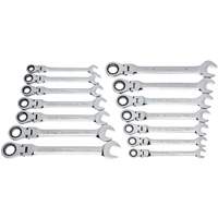 Jeu de cl&eacute;s &agrave; 12 pans et 72 dents, T&ecirc;te articul&eacute;e/Combinaison &agrave; cliquet, 14 morceaux, Imp&eacute;rial et m&eacute;trique Nuna Depot Inc.
