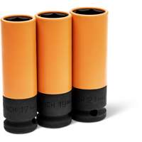 Jeu de douilles m&eacute;triques haute r&eacute;sistance pour protecteurs de roues, 3 Mcx, Chocs, Prise de 1/2", Profond Nuna Depot Inc.