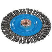 Brosse &agrave; fils nou&eacute;s pour cordons de soudure, Dia. 4", Fils 0,02", Arbre 5/8"-11, Aluminium/Acier inoxydable Nuna Depot Inc.