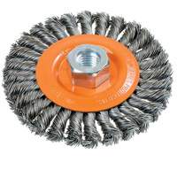 Wide Knotted Wire Wheel Brush, 4-1/2" Dia., 0.02" Fill, 5/8"-11 Arbor, Steel Nuna Depot Inc.