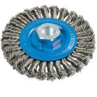 Wide Knotted Wire Wheel Brush, 4-1/2" Dia., 0.02" Fill, 5/8"-11 Arbor, Aluminum/Stainless Steel Nuna Depot Inc.