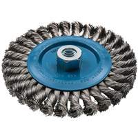 Wide Knotted Wire Wheel Brush, 6" Dia., 0.02" Fill, 5/8"-11 Arbor, Aluminum/Stainless Steel Nuna Depot Inc.