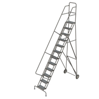 Rolling Ladder, 12 Steps, Serrated, 126" High Nuna Depot Inc.