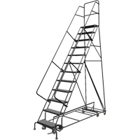 All Directional Rolling Ladder, 12 Steps, 24" Step Width, 120" Platform Height, Steel Nuna Depot Inc.