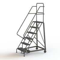 Heavy Duty Rolling Ladder, 6 Steps, 24" Step Width, 60" Platform Height, Steel Nuna Depot Inc.