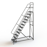 Heavy Duty Rolling Ladder, 12 Steps, 24" Step Width, 120" Platform Height, Steel Nuna Depot Inc.