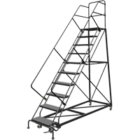 Safety Slope Rolling Ladder, 10 Steps, Perforated, 50° Incline, 100" High Nuna Depot Inc.