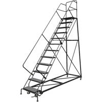 Safety Slope Rolling Ladder, 12 Steps, Perforated, 50° Incline, 120" High Nuna Depot Inc.