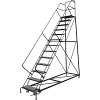 Safety Slope Rolling Ladder, 13 Steps, Perforated, 50° Incline, 130" High Nuna Depot Inc.