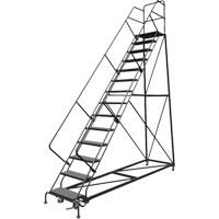 Safety Slope Rolling Ladder, 14 Steps, Perforated, 50° Incline, 140" High Nuna Depot Inc.