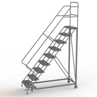 Safety Slope Rolling Ladder, 9 Steps, Serrated, 50° Incline, 90" High Nuna Depot Inc.