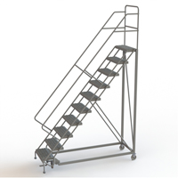 Safety Slope Rolling Ladder, 10 Steps, Serrated, 50° Incline, 100" High Nuna Depot Inc.