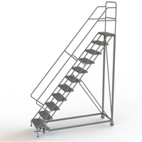 Safety Slope Rolling Ladder, 11 Steps, Serrated, 50° Incline, 110" High Nuna Depot Inc.