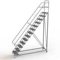 Safety Slope Rolling Ladder, 13 Steps, Serrated, 50° Incline, 130" High Nuna Depot Inc.