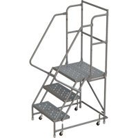 Deep Top Step Rolling Ladder, 3 Steps, 16" Step Width, 30" Platform Height, Steel Nuna Depot Inc.