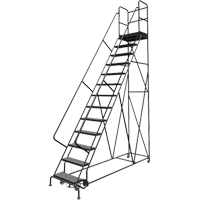 Deep Top Step Rolling Ladder, 13 Steps, 24" Step Width, 130" Platform Height, Steel Nuna Depot Inc.