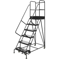Deep Top Step Rolling Ladder, 6 Steps, 24" Step Width, 60" Platform Height, Steel Nuna Depot Inc.