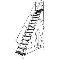 Deep Top Step Rolling Ladder, 14 Steps, 24" Step Width, 140" Platform Height, Steel Nuna Depot Inc.