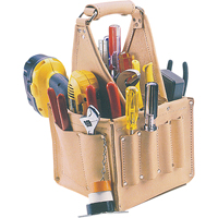 Porte-outils pour &eacute;lectricien et travaux d'entretien, Cuir, 17 pochettes, Beige Nuna Depot Inc.