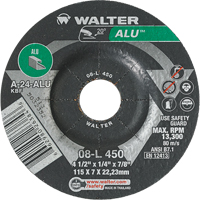 Aluminium Depressed Centre Grinding Wheels, 4-1/2" x 1/4", 7/8" Arbor, Type 27 Nuna Depot Inc.