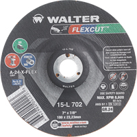 Meules &agrave; moyeu d&eacute;port&eacute; Flexcut, 7", 24 Grain, Oxyde d'aluminium, 7/8", 8600 Tr/min, Type 29 Nuna Depot Inc.