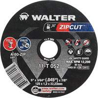 Zipcut Cut-Off Wheel, 5" x 3/64", 7/8" Arbor, Type 1, Aluminum Oxide, 12200 RPM Nuna Depot Inc.