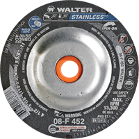 Meules &agrave; moyeu d&eacute;port&eacute; - Acier inoxydable type 27, 4-1/2" x 1/8", Arbre de 5/8"-11, Type 27S Nuna Depot Inc.