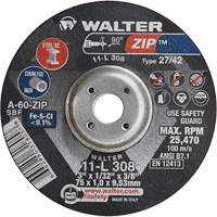 Disque de meulage et de tronçonnage Zip, 3" x 1/13", Arbre de 3/8", Type 27, Grain de 60, Oxyde d'aluminium Nuna Depot Inc.