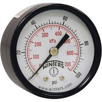 Economy Pressure Gauge, 2" , 0 - 160 psi, Back Mount, Analogue Nuna Depot Inc.